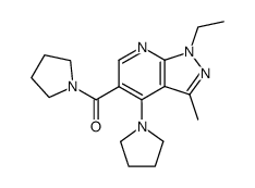 1-(1-ethyl-3-methyl-4-pyrrolidin-1-yl-1H-pyrazolo[3,4-b]pyridine-5-carbonyl)-pyrrolidine结构式