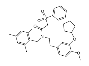 N-(3-(cyclopentyloxy)-4-methoxyphenethyl)-2-(phenylsulfonyl)-N-(2,4,6-trimethylbenzyl)acetamide Structure