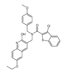 Benzo[b]thiophene-2-carboxamide, 3-chloro-N-[(6-ethoxy-1,2-dihydro-2-oxo-3-quinolinyl)methyl]-N-[(4-methoxyphenyl)methyl]- (9CI)结构式