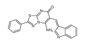 5-amino-6-[(E)-indol-3-ylidenemethyl]-2-phenyl-[1,3,4]thiadiazolo[3,2-a]pyrimidin-7-one结构式