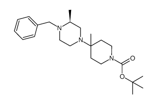 (S)-tert-butyl 4-(4-benzyl-3-methylpiperazin-1-yl)-4-methylpiperidine-1-carboxylate结构式