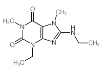 3-ethyl-8-ethylamino-1,7-dimethyl-purine-2,6-dione structure