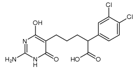 5-(2-amino-4-hydroxy-6-oxo-1,6-dihydropyrimidin-5-yl)-2-(3,4-dichlorophenyl)pentanoic acid结构式