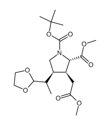 1-(tert-butyl) 2-methyl (2S,3S,4S)-4-((S)-1-(1,3-dioxolan-2-yl)ethyl)-3-(2-methoxy-2-oxoethyl)pyrrolidine-1,2-dicarboxylate Structure