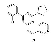 3-Pyridinecarboxamide, N-(4-(2-chlorophenyl)-6-(1-pyrrolidinyl)-1,3,5- triazin-2-yl)- structure