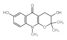 3,7-Dihydroxy-2,2,10-trimethyl-2,3,4,10-tetrahydro-5H-pyrano(2,3-b)quinolin-5-one Structure