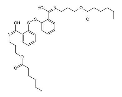 3-[[2-[[2-(3-hexanoyloxypropylcarbamoyl)phenyl]disulfanyl]benzoyl]amino]propyl hexanoate Structure