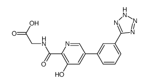 ({3-Hydroxy-5-[3-(2H-tetrazol-5-yl)phenyl]-pyridine-2-carbonyl}-amino)-acetic acid结构式