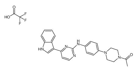 N-[4-(4-acetylpiperazin-1-yl)phenyl]-4-(1H-indol-3-yl)pyrimidin-2-amine trifluoroacetate结构式