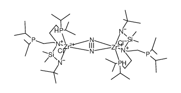 [ZrCl(κ3-N2P-(tert-butyl)NSiMe2N(CH2CH2P(i-Pr)2)2)]2(μ-η2:η2-N2) Structure