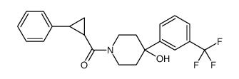 [4-hydroxy-4-[3-(trifluoromethyl)phenyl]piperidin-1-yl]-[(1R,2R)-2-phenylcyclopropyl]methanone结构式