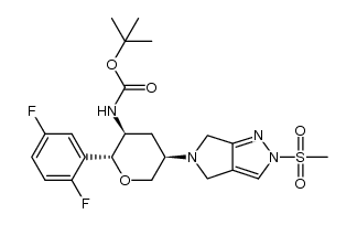 tert-butyl {(2R,3S,5R)-2-(2,5-difluorophenyl)-5-[2-(methylsulfonyl)-2,6-dihydropyrrolo[3,4-c]pyrazol-5(4H)-yl]tetrahydro-2H-pyran-3-yl}carbamate结构式