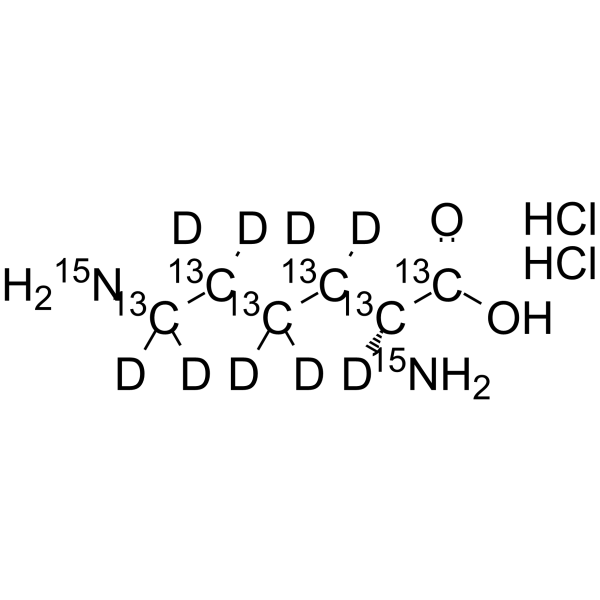 赖氨酸盐酸盐 13C6,d9,15N2 (双盐酸盐)结构式