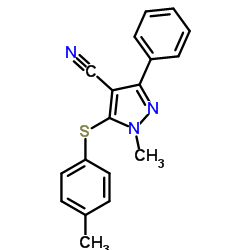 1-methyl-5-[(4-methylphenyl)thio]-3-phenyl-4-pyrazolecarbonitrile Structure