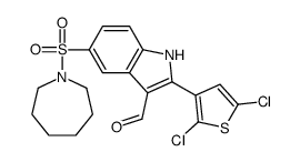 5-(azepan-1-ylsulfonyl)-2-(2,5-dichlorothiophen-3-yl)-1H-indole-3-carbaldehyde Structure