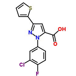 1-(3-CHLORO-4-FLUOROPHENYL)-3-(THIOPHEN-2-YL)-1H-PYRAZOLE-5-CARBOXYLIC ACID结构式