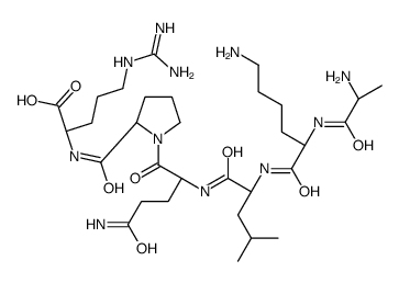 (2S)-2-[[(2S)-1-[(2S)-5-amino-2-[[(2S)-2-[[(2S)-6-amino-2-[[(2S)-2-aminopropanoyl]amino]hexanoyl]amino]-4-methylpentanoyl]amino]-5-oxopentanoyl]pyrrolidine-2-carbonyl]amino]-5-(diaminomethylideneamino)pentanoic acid Structure