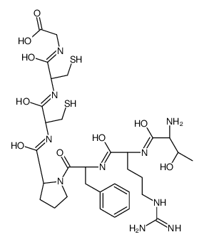 2-[[(2R)-2-[[(2R)-2-[[(2S)-1-[(2S)-2-[[(2S)-2-[[(2S,3R)-2-amino-3-hydroxybutanoyl]amino]-5-(diaminomethylideneamino)pentanoyl]amino]-3-phenylpropanoyl]pyrrolidine-2-carbonyl]amino]-3-sulfanylpropanoyl]amino]-3-sulfanylpropanoyl]amino]acetic acid结构式