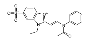 2-[2-(acetylphenylamino)vinyl]-3-ethyl-5-sulphonatobenzoxazolium structure