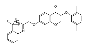 2-[3-(2,5-dimethylphenoxy)-4-oxochromen-7-yl]oxy-N-[2-(trifluoromethyl)phenyl]acetamide Structure