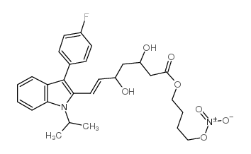 7-[3-(4-fluorophenyl)-1-(1-methylethyl)-1h-indol-2-yl]-3,5-dihydroxy-4-(nitrooxy)butyl ester, 6-heptenoic acid结构式