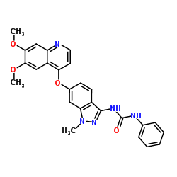 1-{6-[(6,7-Dimethoxy-4-quinolinyl)oxy]-1-methyl-1H-indazol-3-yl}-3-phenylurea Structure