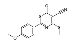 2-(p-anisyl)-5-cyano-4-(methylthio)-1,3-thiazin-6-one结构式