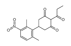 5-(2,6-dimethyl-3-nitrophenyl)-2-propanoylcyclohexane-1,3-dione结构式