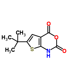 6-(2-Methyl-2-propanyl)-2H-thieno[2,3-d][1,3]oxazine-2,4(1H)-dione结构式