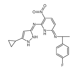 N2-(5-Cyclopropyl-1H-pyrazol-3-yl)-N6-[(1S)-1-(4-fluorophenyl)ethyl]-3-nitro-2,6-pyridinediamine Structure