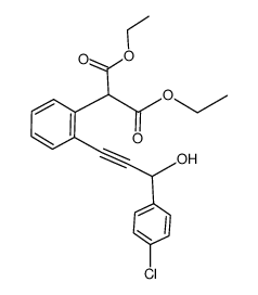 diethyl 2-(2-(3-(4-chlorophenyl)-3-hydroxyprop-1-ynyl)phenyl)malonate Structure