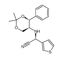 (2S)-(+)-2-((4S,5S)-(2,2-Dimethyl-4-phenyl-1,3-dioxan-5-yl)amino)-2-(3-thienyl)acetonitril结构式