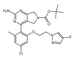 2-amino-4-{4-chloro-2-[2-(4-fluoro-pyrazol-1-yl)-ethoxy]-6-methyl-phenyl}-5,7-dihydro-pyrrolo[3,4-d]pyrimidine-6-carboxylic acid tert-butyl ester Structure