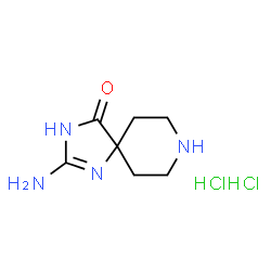 2-Amino-1,3,8-triazaspiro[4.5]dec-1-en-4-one dihydrochloride结构式