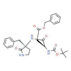 (3S)-3-[(tert-Butoxycarbonyl)amino]-4-oxo-4-[[(S)-3-benzyl-2-oxopyrrolidin-3-yl]amino]butyric acid benzyl ester结构式