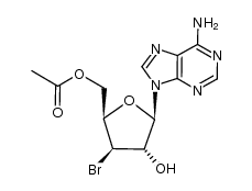 9-(5-O-acetyl-3-bromo-3-deoxy-β-D-xylofuranosyl)adenine结构式