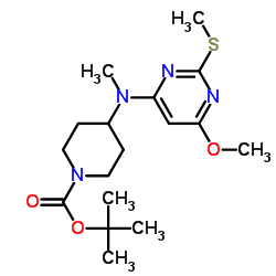 4-[(6-Methoxy-2-Methylsulfanyl-pyrimidin-4-yl)-Methyl-amino]-piperidine-1-carboxylic acid tert-butyl ester结构式