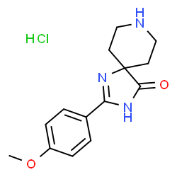 2-(4-Methoxyphenyl)-1,3,8-triazaspiro[4.5]dec-1-en-4-one hydrochloride结构式