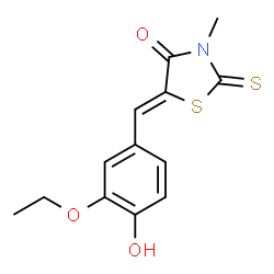 (5Z)-5-(3-Ethoxy-4-hydroxybenzylidene)-3-methyl-2-thioxo-1,3-thiazolidin-4-one structure