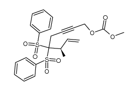 (R)-methyl (6-methyl-5,5-bis(phenylsulfonyl)oct-7-en-2-yn-1-yl) carbonate Structure