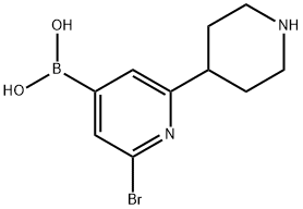 2-Bromo-6-(piperidin-4-yl)pyridine-4-boronic acid结构式