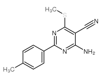 4-AMINO-2-(4-METHYLPHENYL)-6-(METHYLTHIO)PYRIMIDINE-5-CARBONITRILE Structure