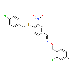 4-[(4-CHLOROBENZYL)SULFANYL]-3-NITROBENZENECARBALDEHYDE O-(2,4-DICHLOROBENZYL)OXIME结构式