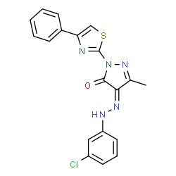 4-[(3-chlorophenyl)hydrazono]-5-methyl-2-(4-phenyl-1,3-thiazol-2-yl)-2,4-dihydro-3H-pyrazol-3-one结构式