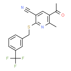 5-ACETYL-6-METHYL-2-([3-(TRIFLUOROMETHYL)BENZYL]SULFANYL)NICOTINONITRILE结构式