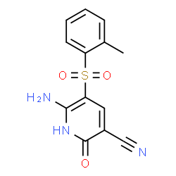 6-AMINO-2-HYDROXY-5-[(2-METHYLPHENYL)SULFONYL]NICOTINONITRILE结构式