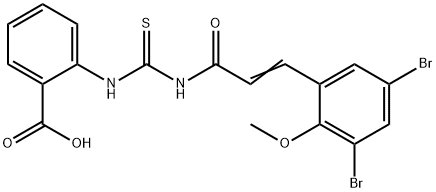 2-[[[[3-(3,5-dibromo-2-methoxyphenyl)-1-oxo-2-propenyl]amino]thioxomethyl]amino]-benzoic acid结构式