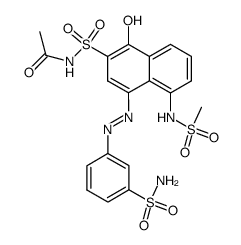 1-Hydroxy-5-methanesulfonylamino-4-(3-sulfamoyl-phenylazo)-naphthalene-2-sulfonic acid acetyl-amide结构式