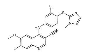 4-({3-chloro-4-[(1-methyl-1H-imidazol-2-yl)sulfanyl]phenyl}amino)-7-fluoro-6-methoxy-3-quinolinecarbonitrile Structure