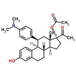 (11β)-11-[4-(Dimethylamino)phenyl]-3-hydroxy-20-oxo-19-norpregna-1(10),2,4-trien-17-yl acetate结构式